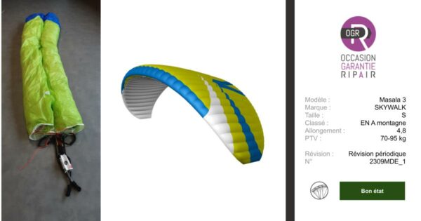 Masala 3 SKYWALK S - PARAPENTE OCCASION