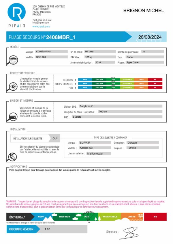 SQR 120 COMPANION - SECOURS PARAPENTE OCCASION – Image 3