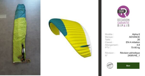 Alpha 6 ADVANCE 26 - PARAPENTE OCCASION