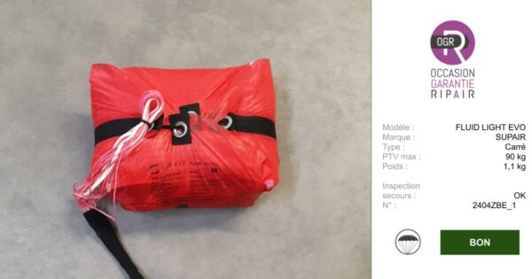 Fluid light evo S SUPAIR - SECOURS PARAPENTE OCCASION