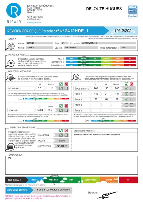 SPARK 2 27 OZONE - PARAPENTE OCCASION – Image 2