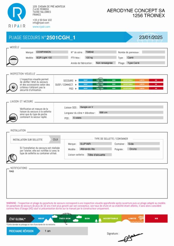 SQR light 100 COMPANION - SECOURS PARAPENTE OCCASION – Image 3