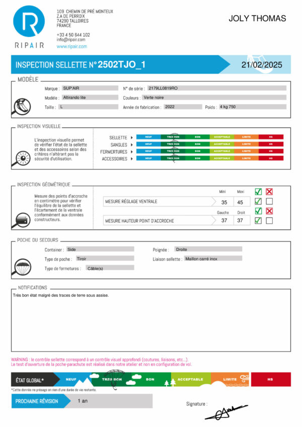 Altirando lite SUPAIR L - SELLETTE PARAPENTE OCCASION – Image 4