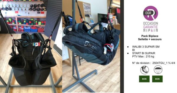 PACK WALIBI 3 SUPAIR SM + Start Bi SUPAIR - PARAPENTE OCCASION