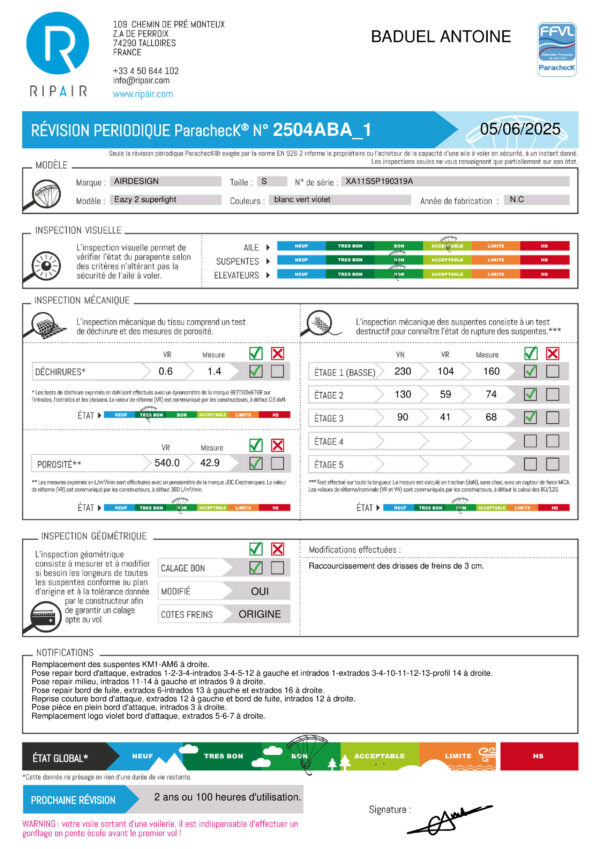 EASY 2 SUPERLIGHT Air design S - PARAPENTE OCCASION – Image 2
