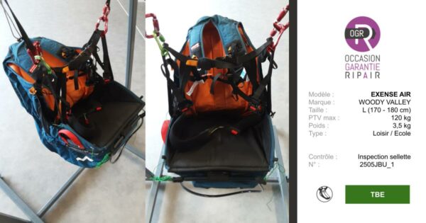 EXENSE AIR WOODY VALLEY L - SELLETTE PARAPENTE OCCASION