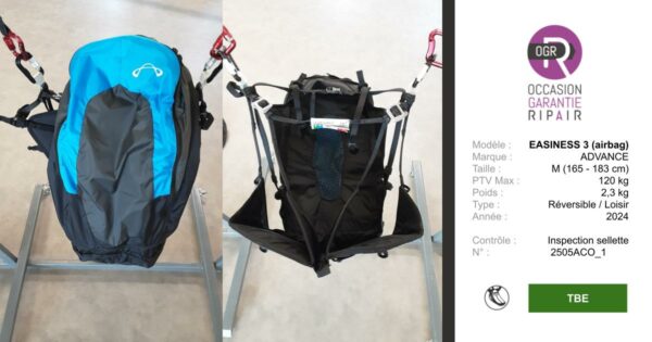 EASINESS 3 ADVANCE M (airbag) - SELLETTE PARAPENTE OCCASION