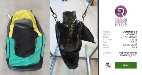 LIGHTNESS 3 ADVANCE L - SELLETTE PARAPENTE OCCASION