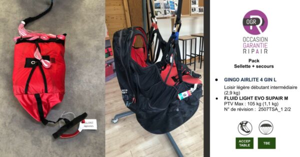 GINGO AIRLITE 4 GIN L + FLUID LIGHT EVO SUPAIR M- SELLETTE SOS OCCASION