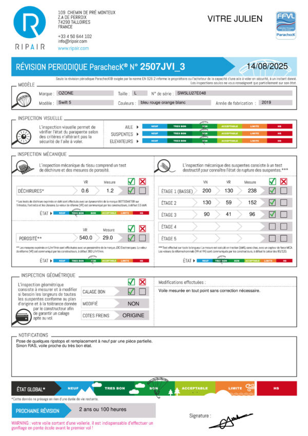 SWIFT 5 OZONE L - PARAPENTE OCCASION – Image 2