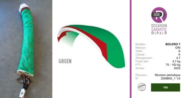 BOLERO 7 GIN S - PARAPENTE OCCASION