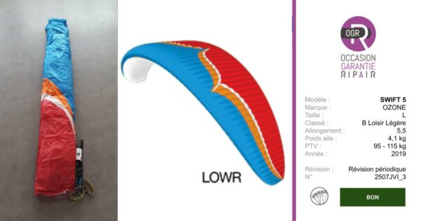 SWIFT 5 OZONE L - PARAPENTE OCCASION