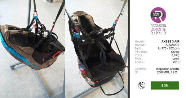 AXESS 3 AIR ADVANCE L - SELLETTE PARAPENTE OCCASION