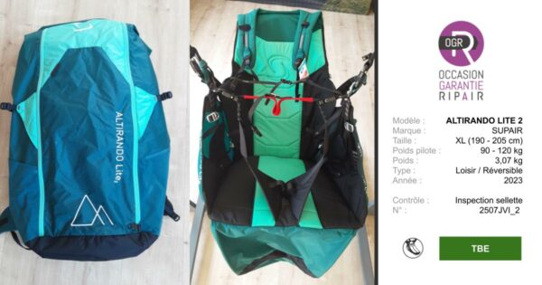 ALTIRANDO LITE 2 SUPAIR XL - SELLETTE PARAPENTE OCCASION