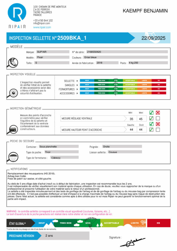 PIXAIR SUPAIR S - SELLETTE PARAPENTE OCCASION – Image 2