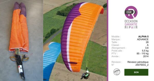 ALPHA 5 ADVANCE 28 - PARAPENTE OCCASION