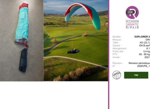 EXPLORER 2 GIN XS - PARAPENTE OCCASION