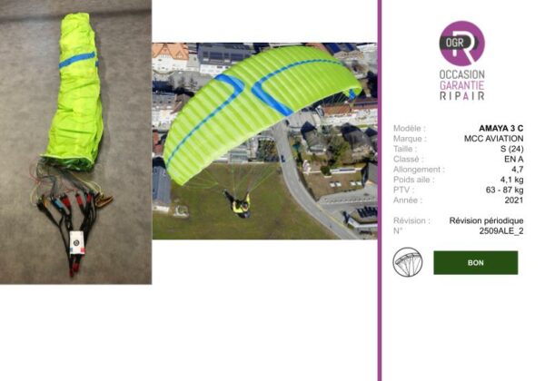 MCC AVIATION AMAYA 3C S - PARAPENTE OCCASION