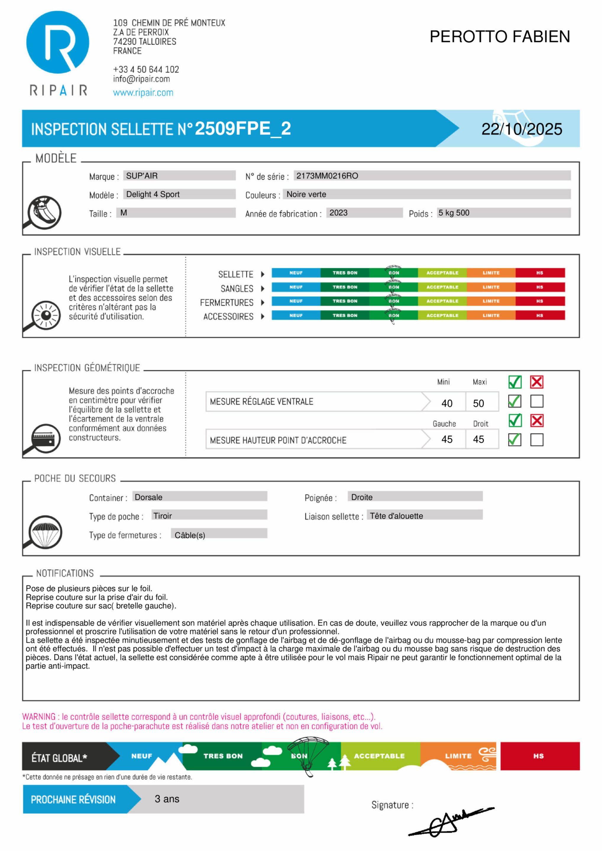 DELIGHT 4 SPORT SUPAIR M - SELLETTE PARAPENTE OCCASION – Image 2