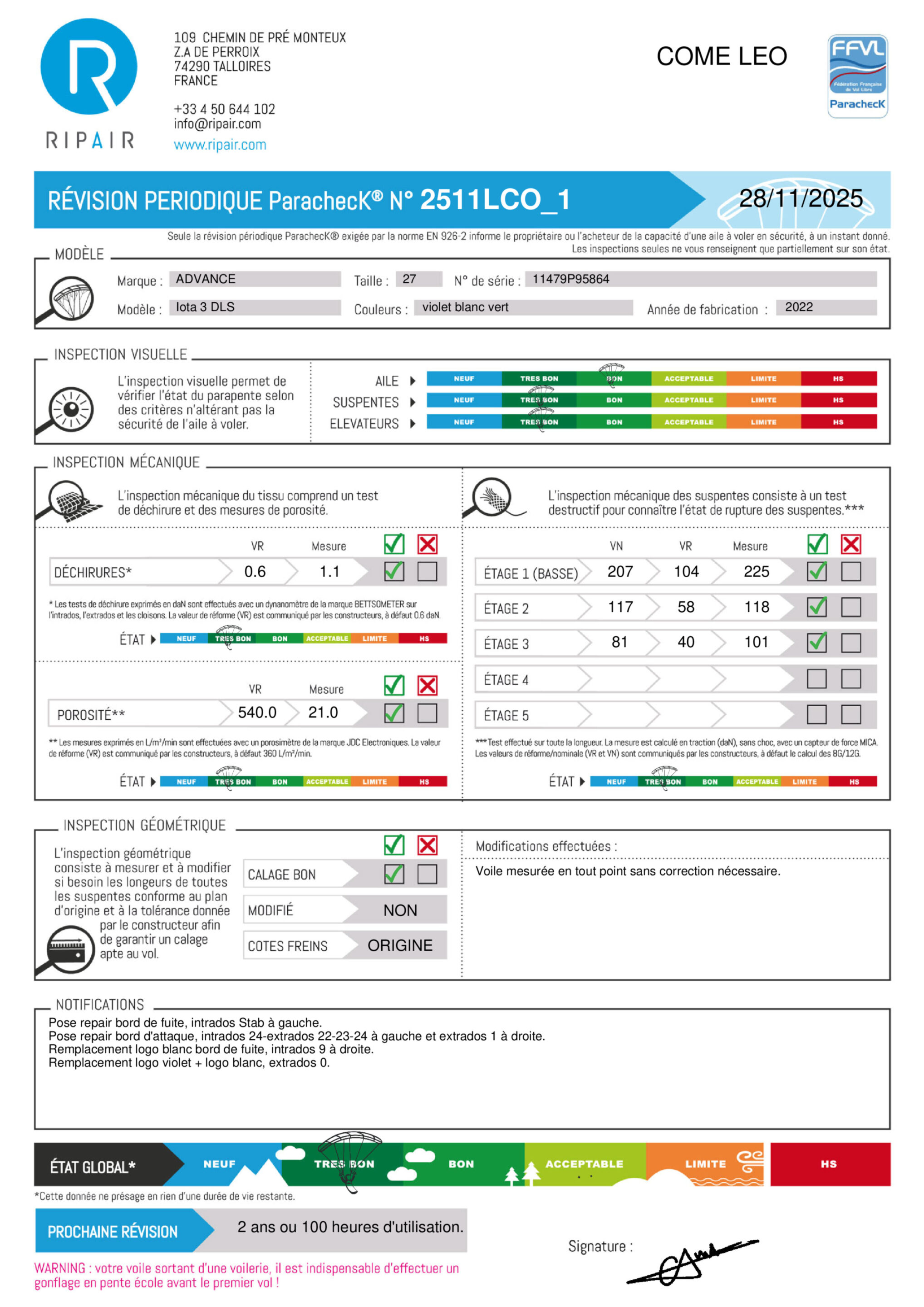 IOTA 3 DLS ADVANCE 27 - PARAPENTE OCCASION – Image 2