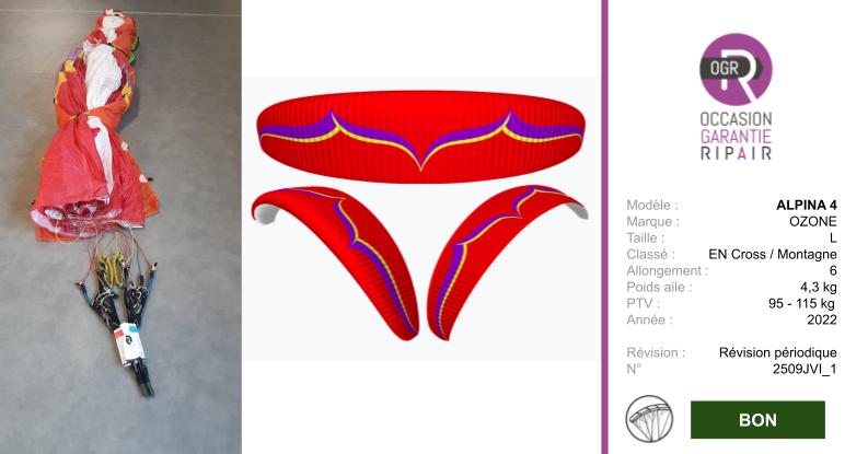 ALPINA 4 OZONE L - PARAPENTE OCCASION