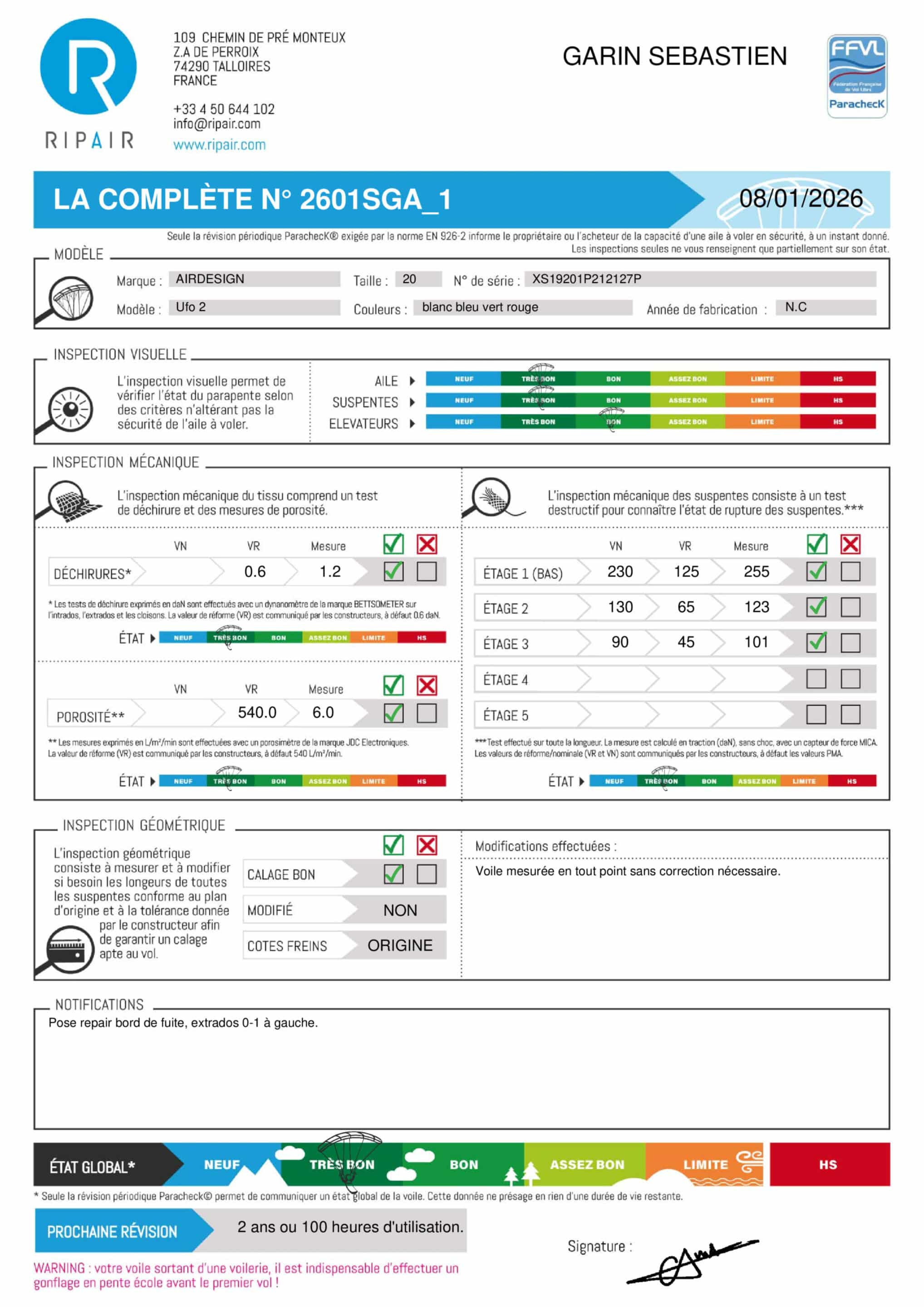 UFO 2 AIR DESIGN 20 - PARAPENTE OCCASION – Image 2