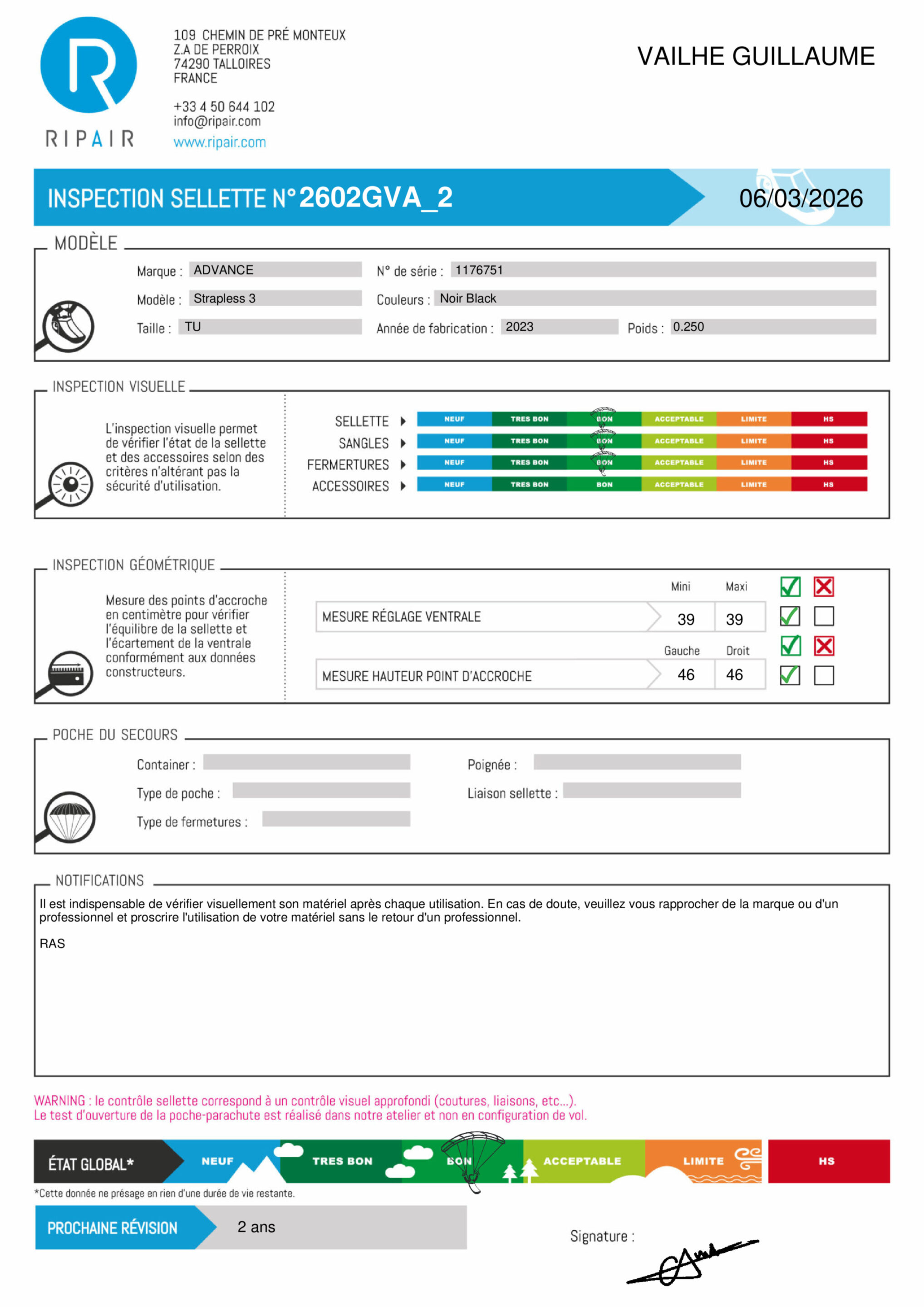 STRAPLESS 3 ADVANCE M - SELLETTE PARAPENTE OCCASION – Image 2