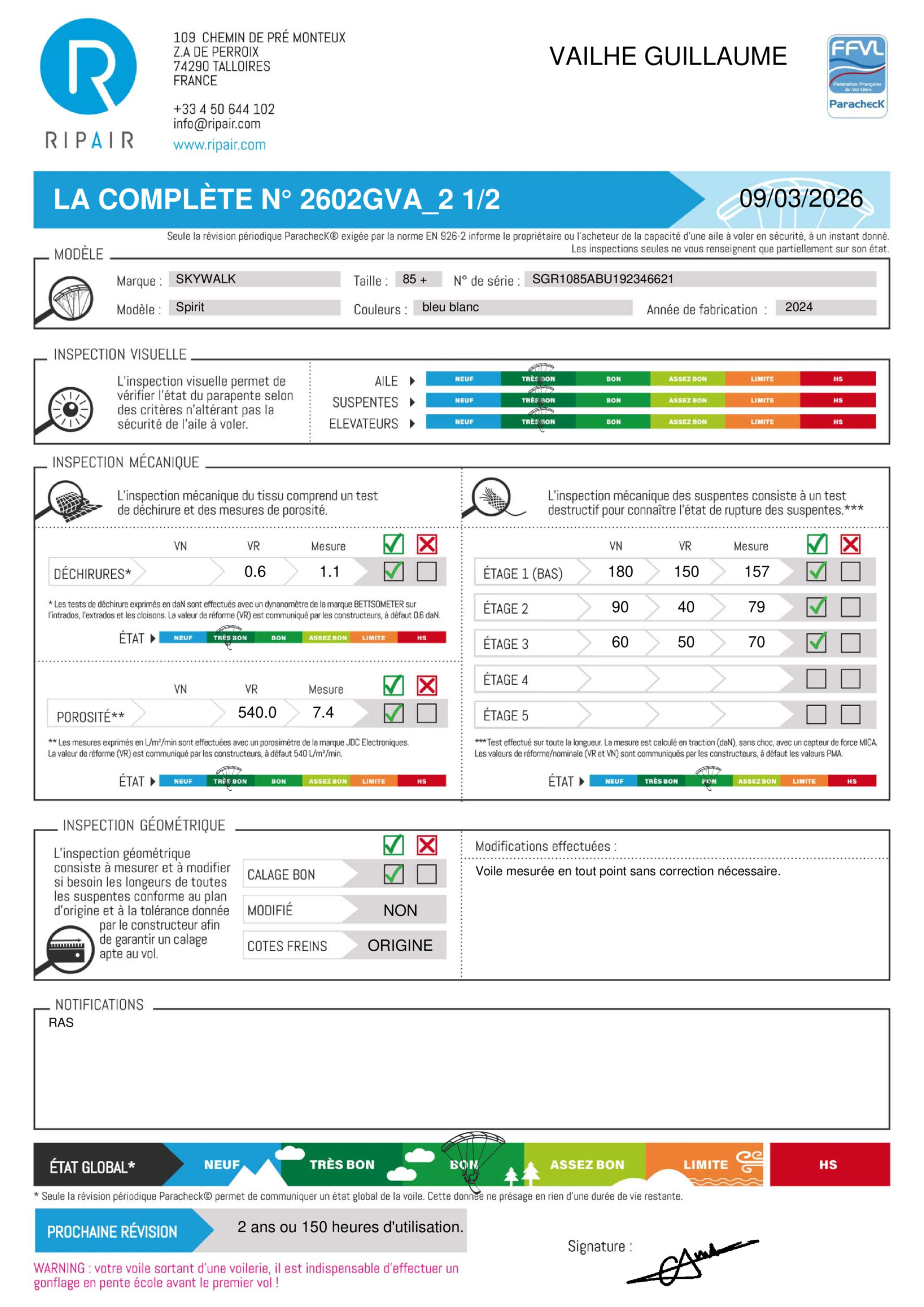 SPIRIT SKYWALK 85 + - PARAPENTE OCCASION – Image 2