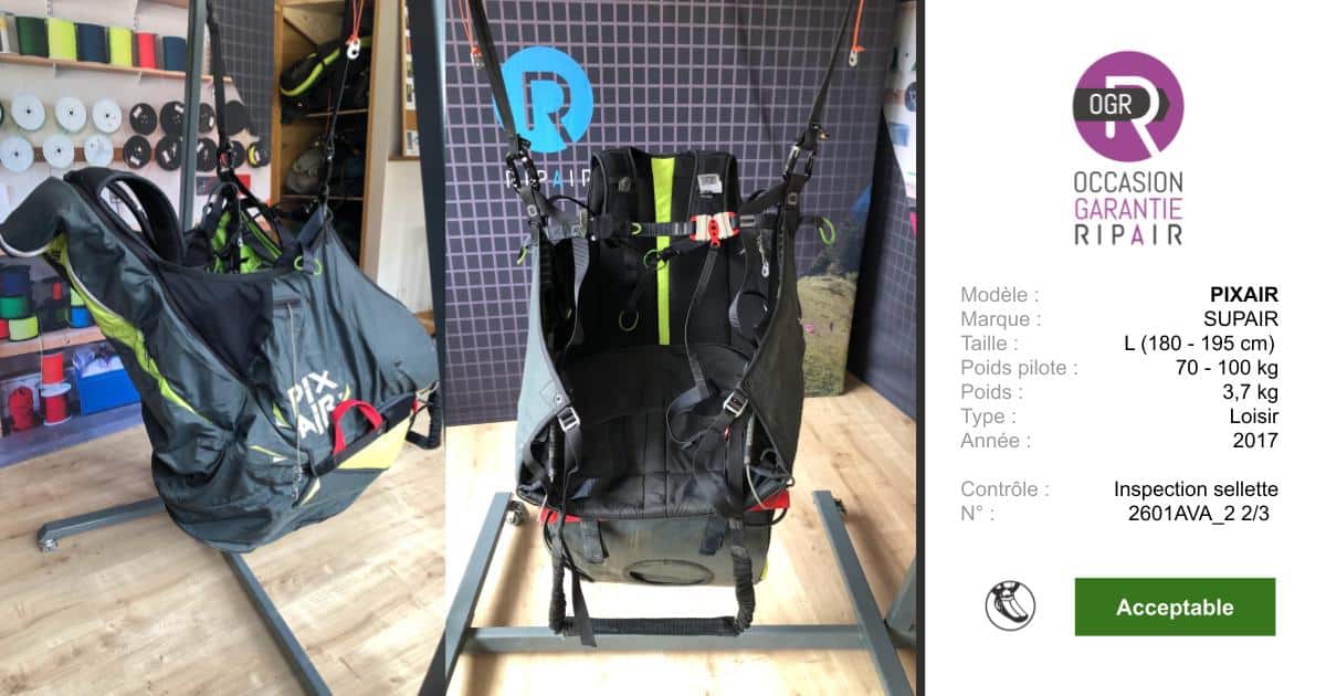 PIXAIR SUPAIR L - SELLETTE PARAPENTE OCCASION