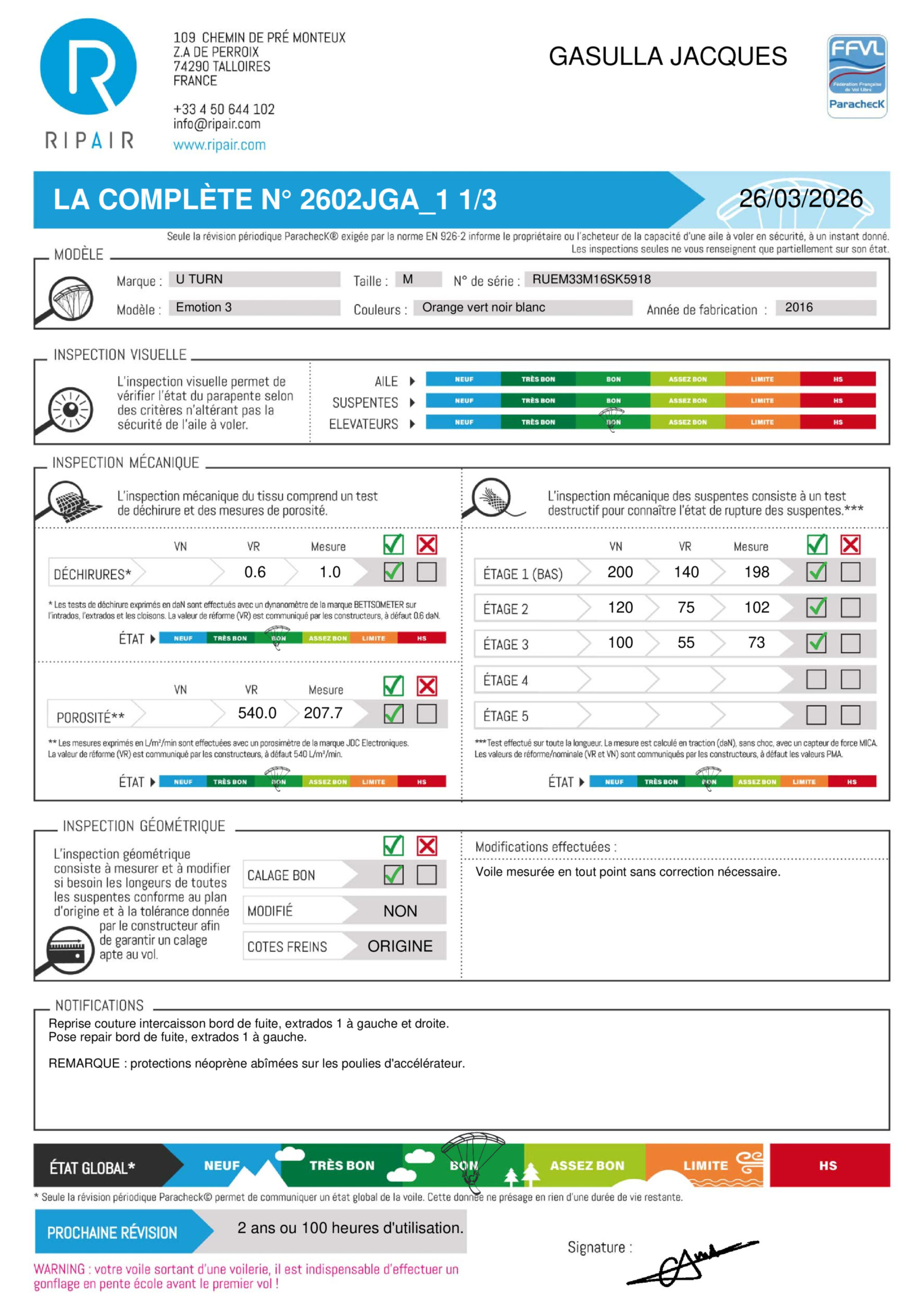 EMOTION 3 U TURN M - PARAPENTE OCCASION – Image 2