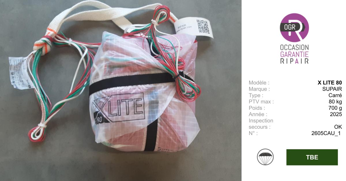 X LITE SUPAIR 80 - SECOURS PARAPENTE OCCASION