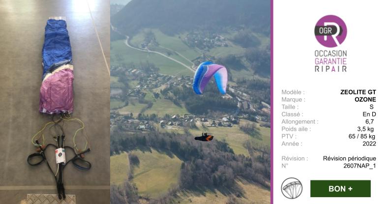 ZEOLITE GT OZONE S - PARAPENTE OCCASION
