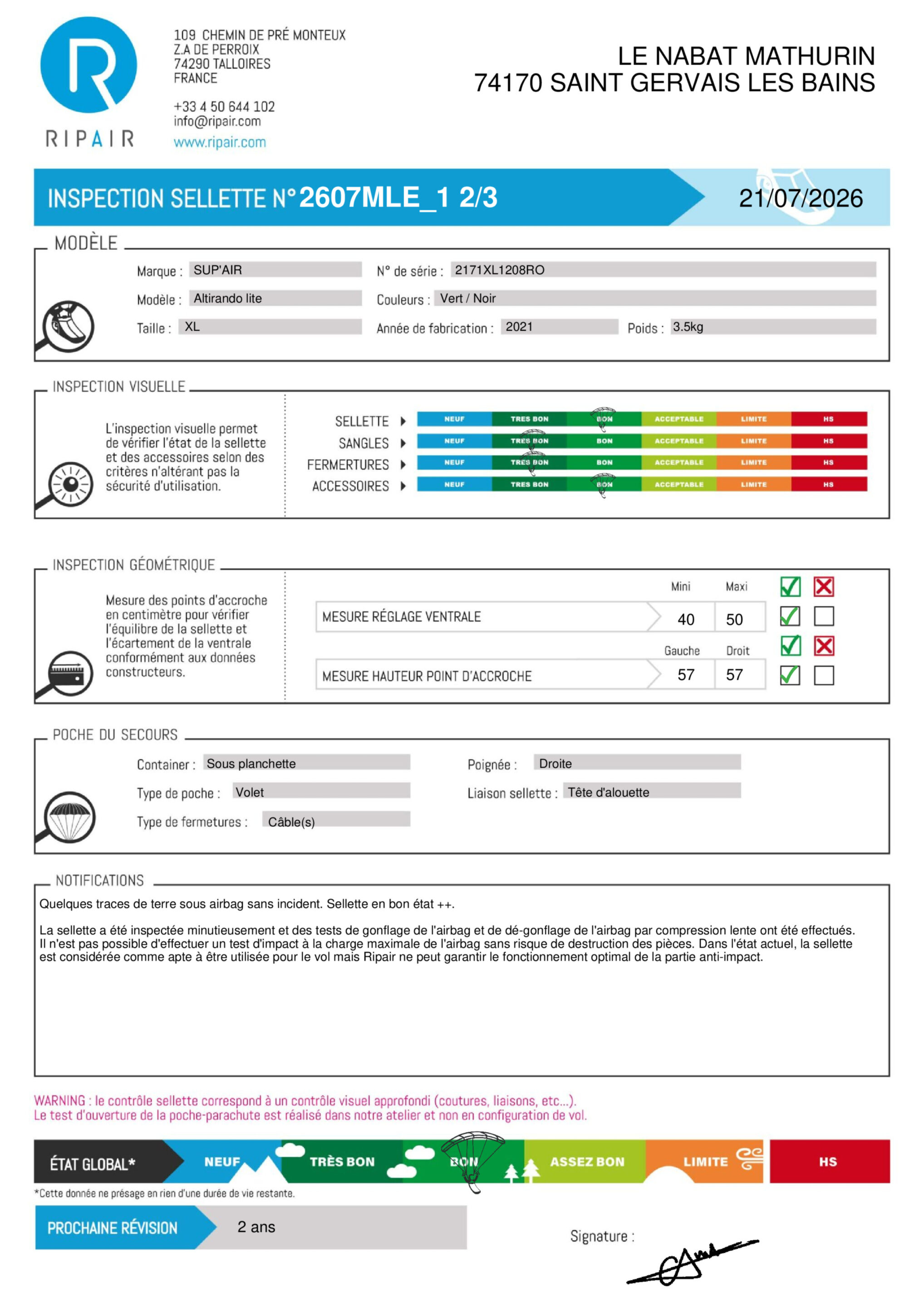 ALTIRANDO LITE SUPAIR XL - SELLETTE PARAPENTE OCCASION – Image 2