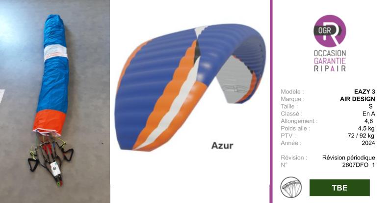 EAZY 3 AIR DESIGN S - PARAPENTE OCCASION